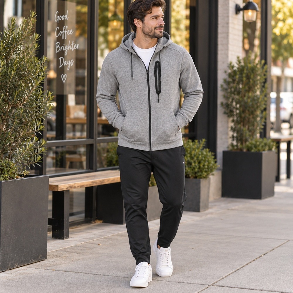 Member's Mark Everyday Full Zip Active Hoodie Gray Men's Large Performance